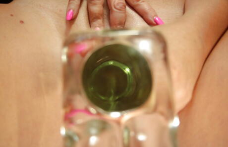 Luxurious american milf Dee Siren in fancy skirt exposing big knockers and playing with sex toy 